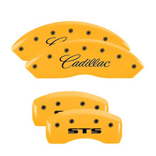 Load image into Gallery viewer, MGP 4 Caliper Covers Engraved Front &amp; Rear MGP Yellow Finish Black Char 2004 GMC Savana 1500