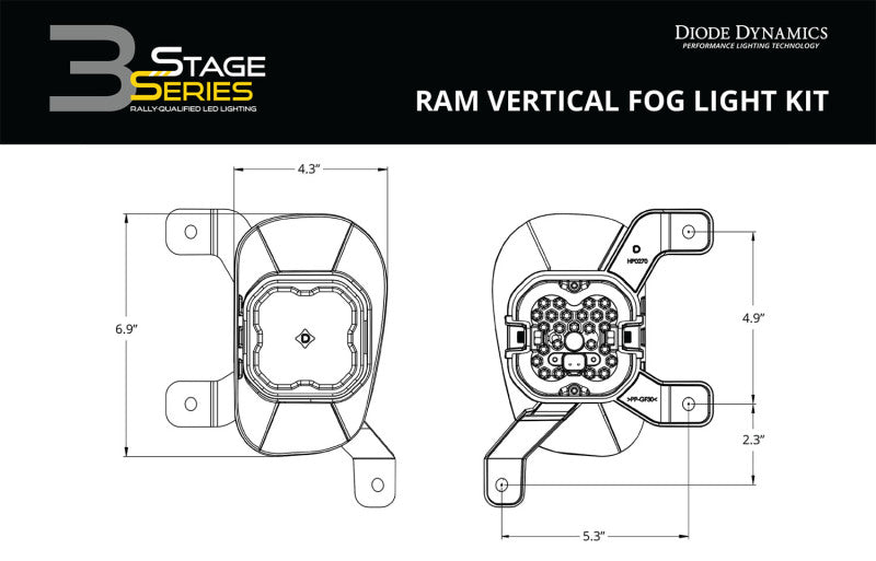 Diode Dynamics SS3 Sport Type Ram Vert Kit ABL - White SAE Driving