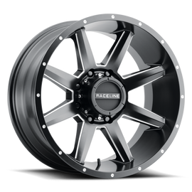 Raceline 954M Stryker 20x9in / 6x139.7 BP / 0mm Offset / 106.1mm Bore - Satin Black & Milled Wheel