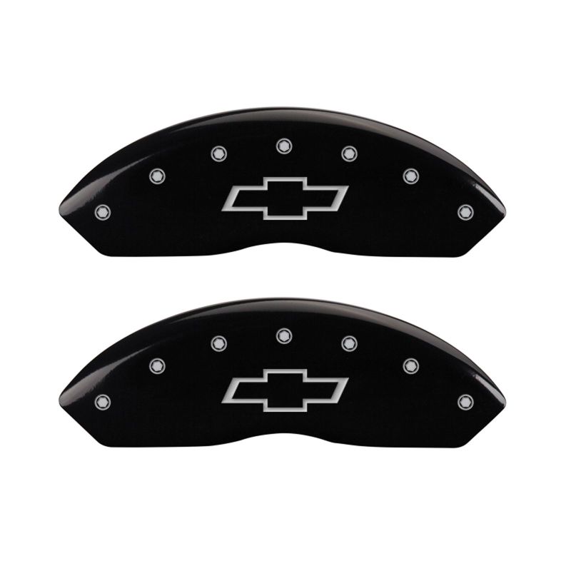MGP Front set 2 Caliper Covers Engraved Front Bowtie Black finish silver ch