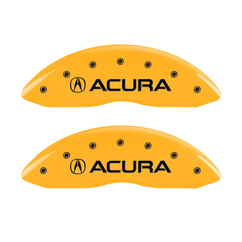 MGP 4 Caliper Covers Engraved Front Acura Engraved Rear MDX Yellow finish black ch