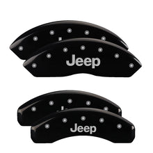 Load image into Gallery viewer, MGP 4 Caliper Covers Engraved Front &amp; Rear JEEP Black finish silver ch