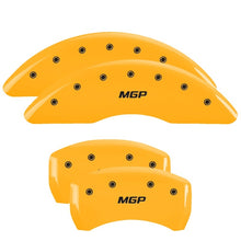 Load image into Gallery viewer, MGP 4 Caliper Covers Engraved Front &amp; Rear MGP Yellow Finish Black Characters 2002 BMW X5