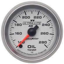 Load image into Gallery viewer, Autometer Ultra-Lite II 52mm 140-280 Deg F Full Sweep Electric Oil Temperature Gauge