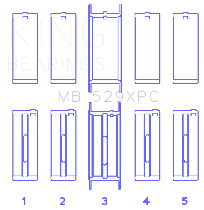 King Engine Bearings Ford 260CI/289CI/302 5.0L Windsor Coated Crankshaft Main Bearing Set