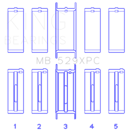 King Ford 260CI/289CI/302 5.0L Windsor Coated Crankshaft Main Bearing Set of 5 (Size STDX)