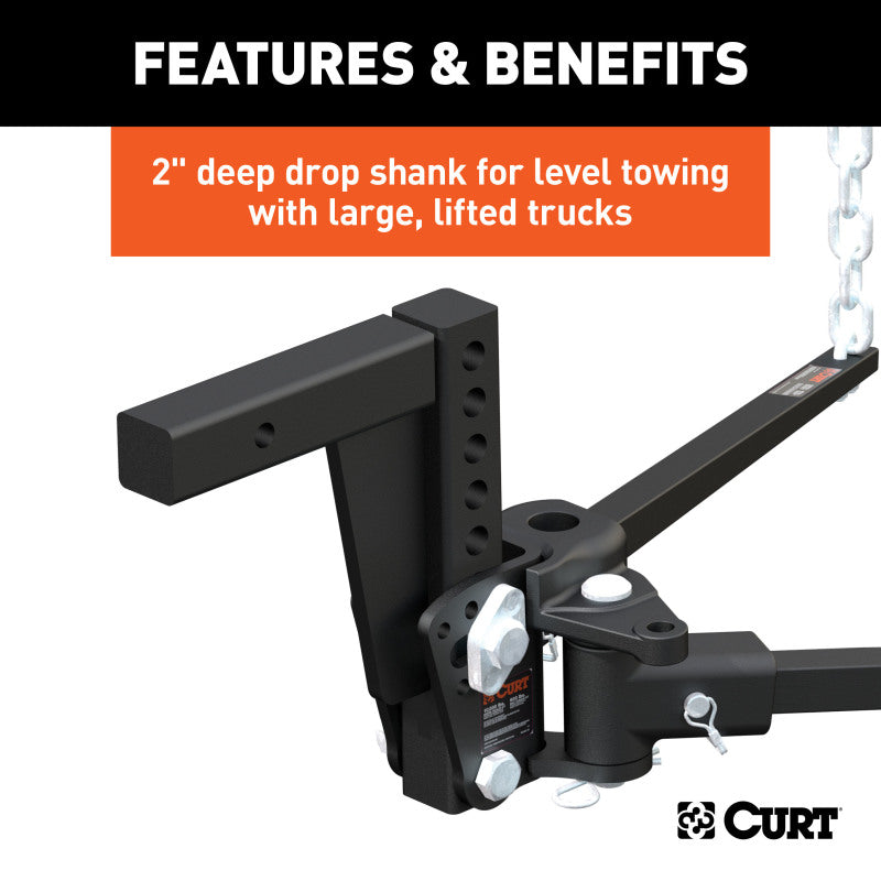 Curt Deep Drop Trunnion Bar Weight Distribution Hitch (8,000 - 10,000 LBS, 30-5/8in Bars)