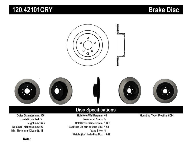 StopTech 08-09 G37 Sport 6MT / 09 370Z Sport Pkg Rear Cryo Performance Rotor