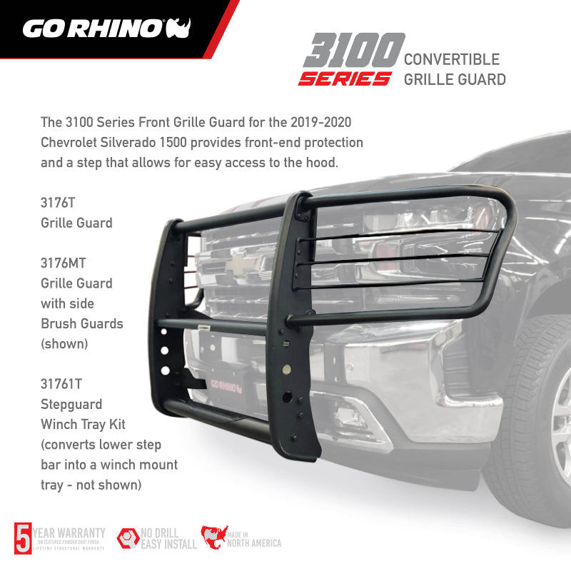 Go Rhino 19-20 Chevrolet Silverado 1500 3000 Extreme Series StepGuard - Textured Black - GTR Auto