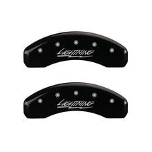 Load image into Gallery viewer, MGP 4 Caliper Covers Engraved Front &amp; Rear Lightning Black finish silver ch