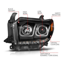 Load image into Gallery viewer, ANZO 14-18 Toyota Tundra w/ LED DRL Projector Headlights w/ U-Bar Switchback Black w/ DRL