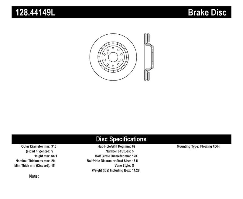 StopTech Sport Cross Drilled Brake Rotor - Front Right