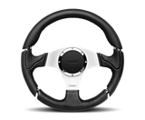 Momo Millenium Steering Wheel 350 mm - Black Leather/Black Stitch/Brshd Spokes