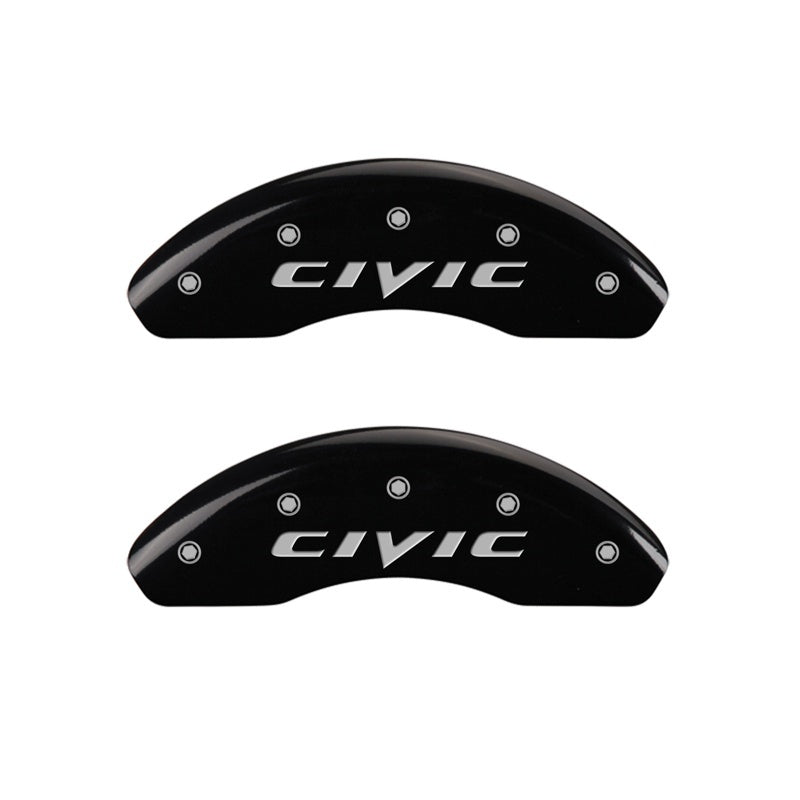 MGP Front set 2 Caliper Covers Engraved Front 2015/Civic Black finish silver ch