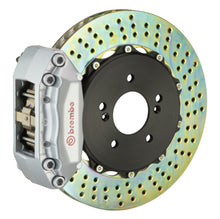 Load image into Gallery viewer, Brembo 03-08 Tiburon Front GT BBK 4 Piston Cast 2pc 328x28 2pc Rotor Drilled-Silver