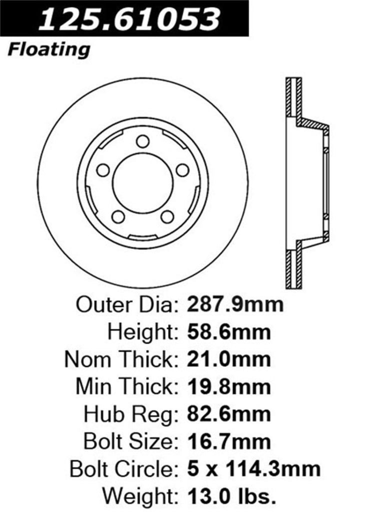 Stoptech 65-67 Ford Mustang Front Premium High Carbon Cryo Brake Rotor