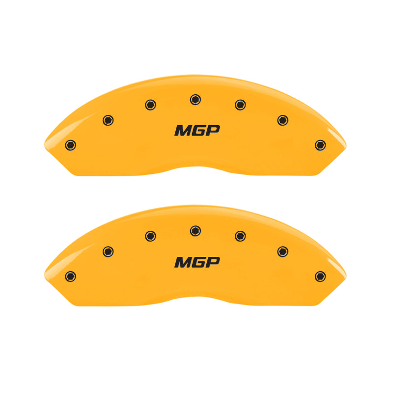 MGP 4 Caliper Covers Engraved Front & Rear MGP Yellow Finish Black Char 2011 GMC Savana 2500