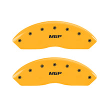 Load image into Gallery viewer, MGP 4 Caliper Covers Engraved Front &amp; Rear MGP Yellow Finish Black Char 2018 Subaru Impreza