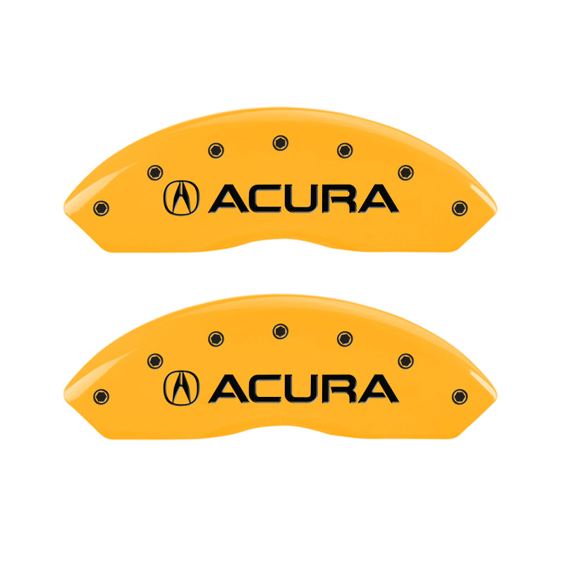 MGP 4 Caliper Covers Engraved Front Acura Engraved Rear TSX Yellow finish black ch