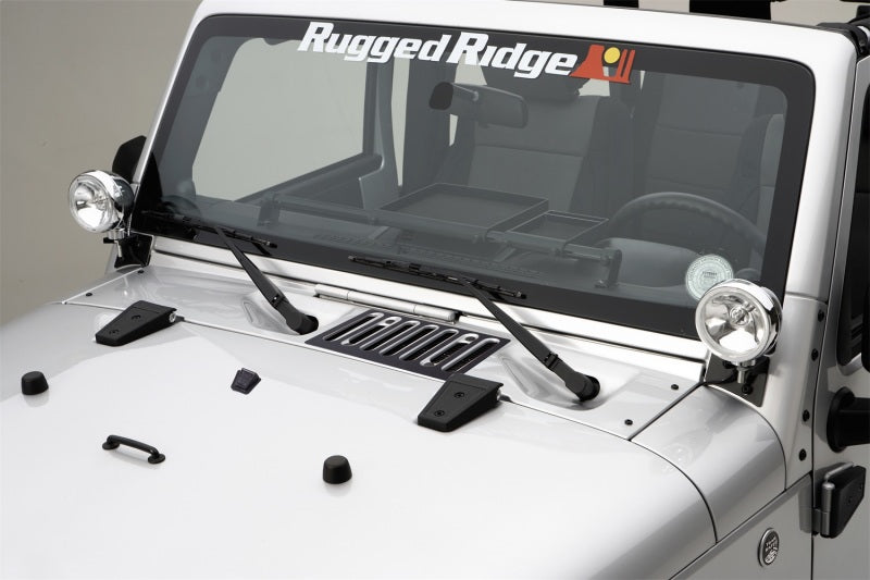 Rugged Ridge 13-18 Jeep Wrangler JK Textured Black Hood Dress Up Kit