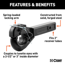 Load image into Gallery viewer, Curt Receiver-Mount Pintle Hook (2in Shank 10000lbs 2-1/2in Lunette Eyes)