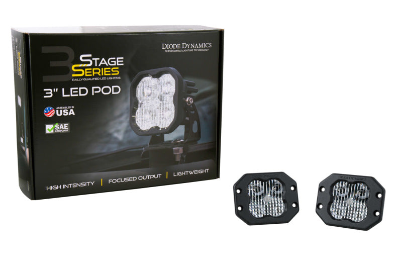 Diode Dynamics SS3 LED Pod Sport - White SAE Driving Flush (Pair)