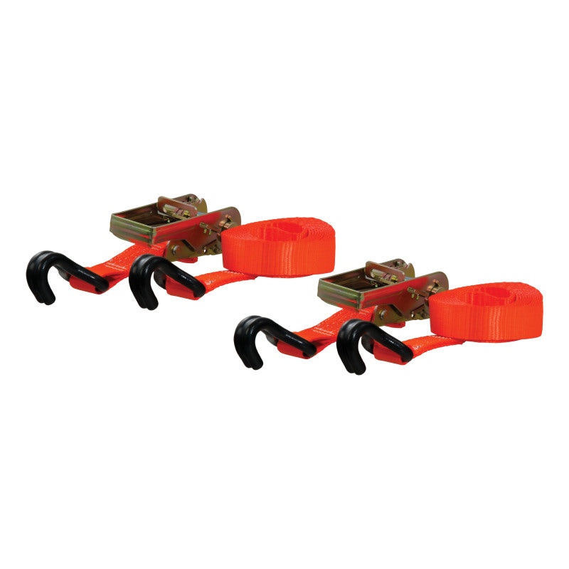 Curt 16ft Orange Cargo Straps w/J-Hooks (1100lbs 2-Pack)