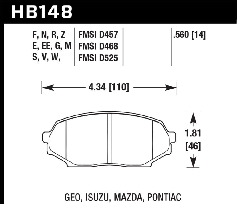 Hawk 89-93 Miata Performance Ceramic  Street Front Brake Pads (D525)