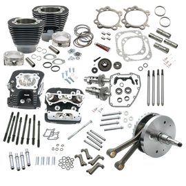 S&S Cycle 00-06 BT 124in Hot Set Up Kit w/ S&S Cylinder Heads - Wrinkle Black