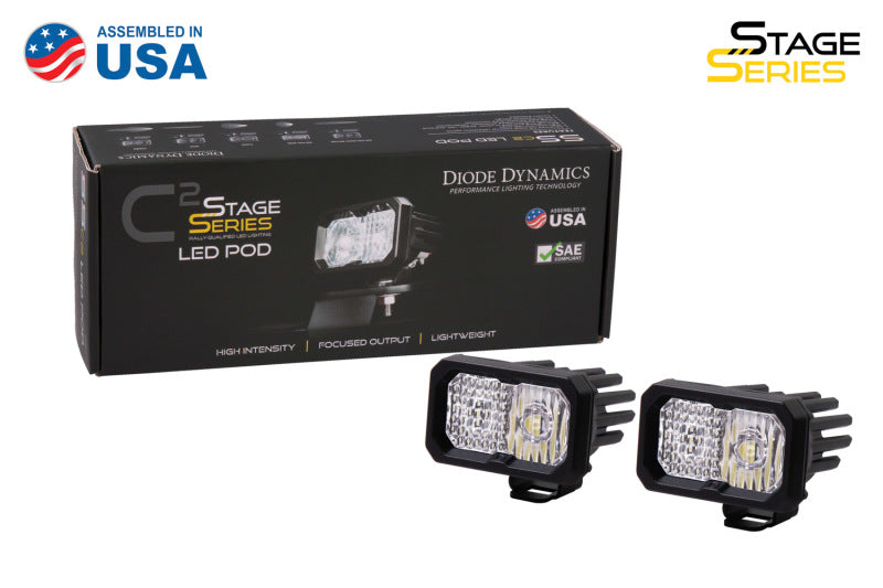 Diode Dynamics Stage Series 2 In LED Pod Pro - White Flood Standard BBL (Pair)