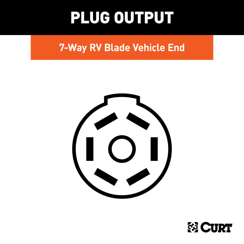 Curt 7ft Original Equipment Wiring Extension (Routes 7-Way RV Blade to Truck Bed)