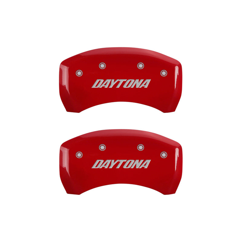 MGP 4 Caliper Covers Engraved Front & Rear Daytona Red finish silver ch