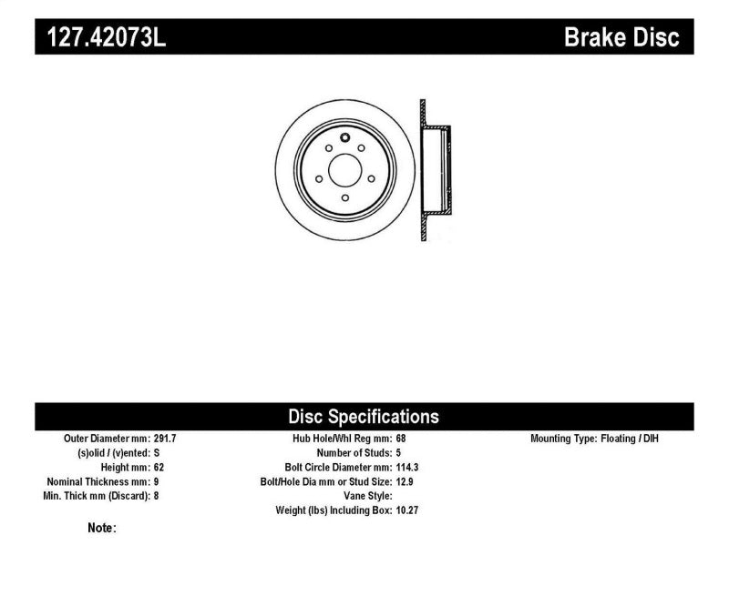 StopTech 02-09 Nissan Altima / 04-08 Maxima SportStop Slotted & Drilled Rear Left Rotor