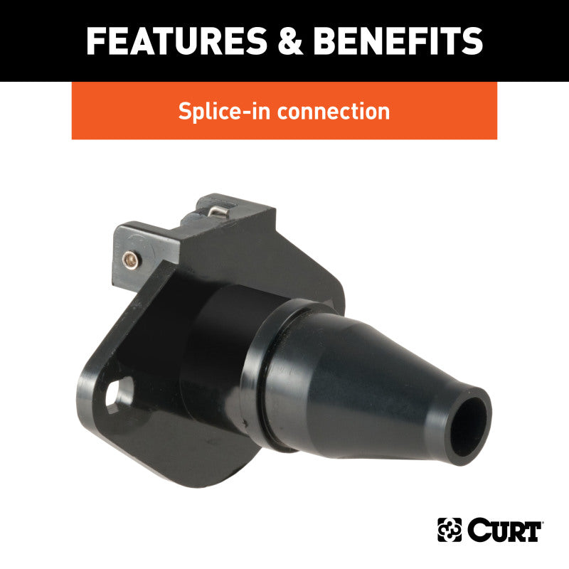 Curt 6-Way Round Connector Socket (Vehicle Side Black Plastic)