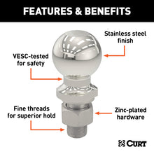Load image into Gallery viewer, Curt 1-7/8in Trailer Ball (3/4in x 2-1/8in Shank 2000lbs Stainless Packaged)