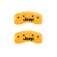 Load image into Gallery viewer, MGP 4 Caliper Covers Engraved Front &amp; Rear JEEP Yellow finish black ch