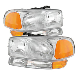 xTune GMC Sierra 99-06 Headlights & Amber Bumper Lights Chrome HD-JH-GS99-SET-OEAM-C