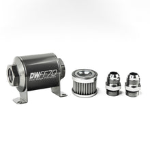 Load image into Gallery viewer, DeatschWerks Stainless Steel 10AN 5 Micron Universal Inline Fuel Filter Housing Kit (70mm)