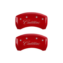 Load image into Gallery viewer, MGP 4 Caliper Covers Engraved Front &amp; Rear Cursive/Cadillac Yellow finish black ch