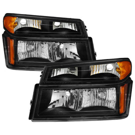 xTune Chevy Colorado 04-12 OEM Headlights w/ Bumper Lights Black HD-JH-CCOL04-SET-BK