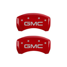 Load image into Gallery viewer, MGP 4 Caliper Covers Engraved Front &amp; Rear GMC Red Finish Silver Char 2019 GMC Arcadia