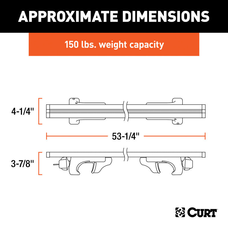 Curt 53-3/8in Aluminum Universal Roof Rack Crossbars