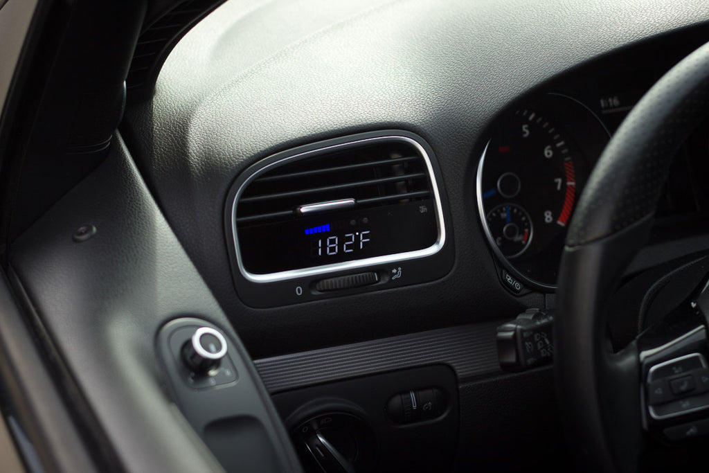 P3 V3 OBD2 - VW Mk6 Gauge (2009-2014) Right Hand Drive, R Models, Blue bars / White digits, Pre-installed in OEM Vent