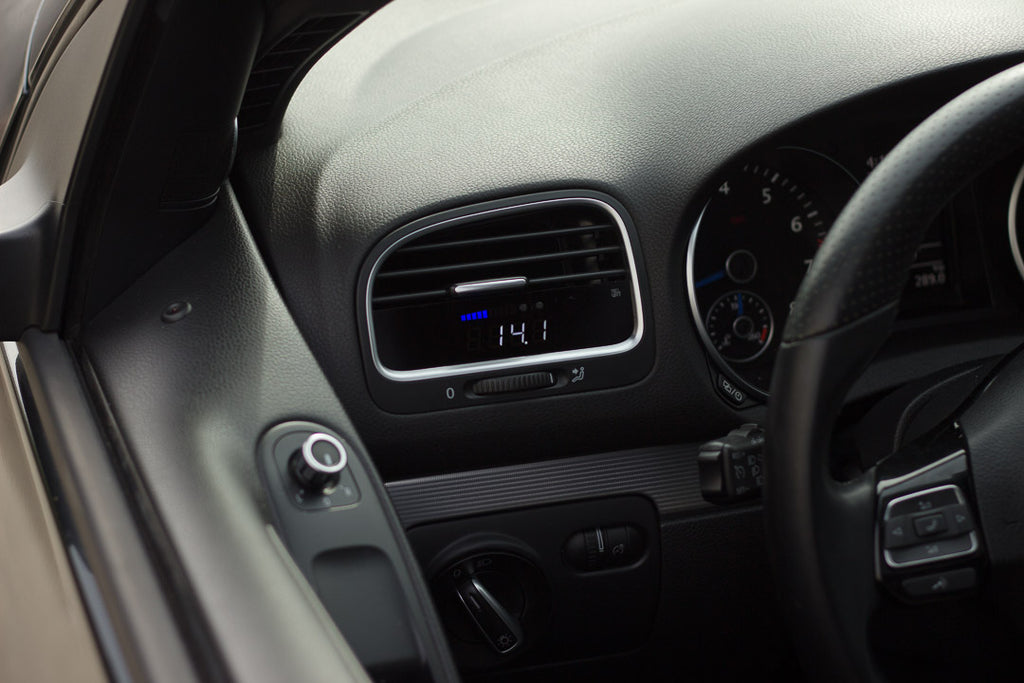 P3 Analog Gauge - VW Mk6 (2009-2013) Right Hand Drive, Blue bars / White digits, Pre-installed in OEM Vent - GTR Auto