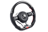 Steering Wheel; Red; Carbon Fiber; Perforated Leather;