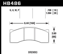 Load image into Gallery viewer, Hawk Brembo NASCAR Front / Brembo X6, L4 01/04 DTC-70 Race Brake Pads