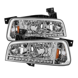 xTune Dodge Charger 06-10 1Pc LED Crystal Headlights Chrome HD-ON-DCH05-1PC-LED-C