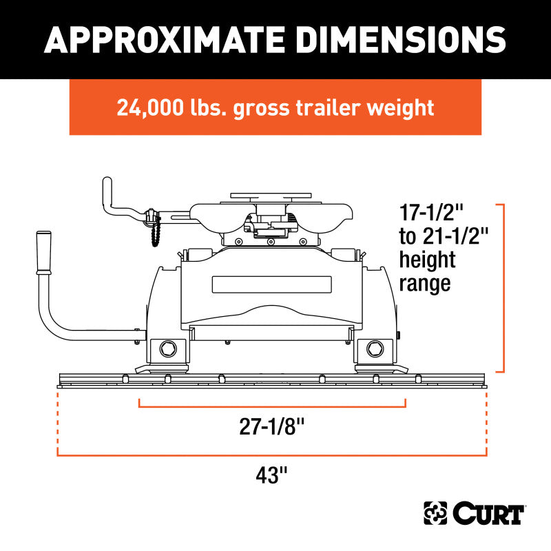 Curt Q24 5th Wheel Hitch w/Roller & Rails