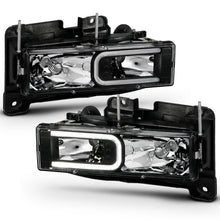 Load image into Gallery viewer, ANZO 1999-2000 Cadillac Escalade Crystal Headlights Light Bar Black Housing (Pair)