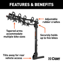 Load image into Gallery viewer, Curt Premium Hitch-Mounted Bike Rack (5 Bikes 2in Shank)